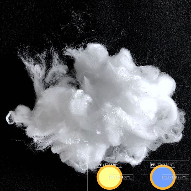 PE / PP Bicomponent ES Ethylene Propylene Side By Side Fiber 3.5D×32mm